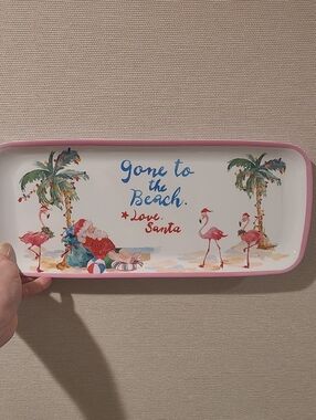 🦩 Novogratz Flamingo Christmas 'Gone to the Beach' Decorative Tray